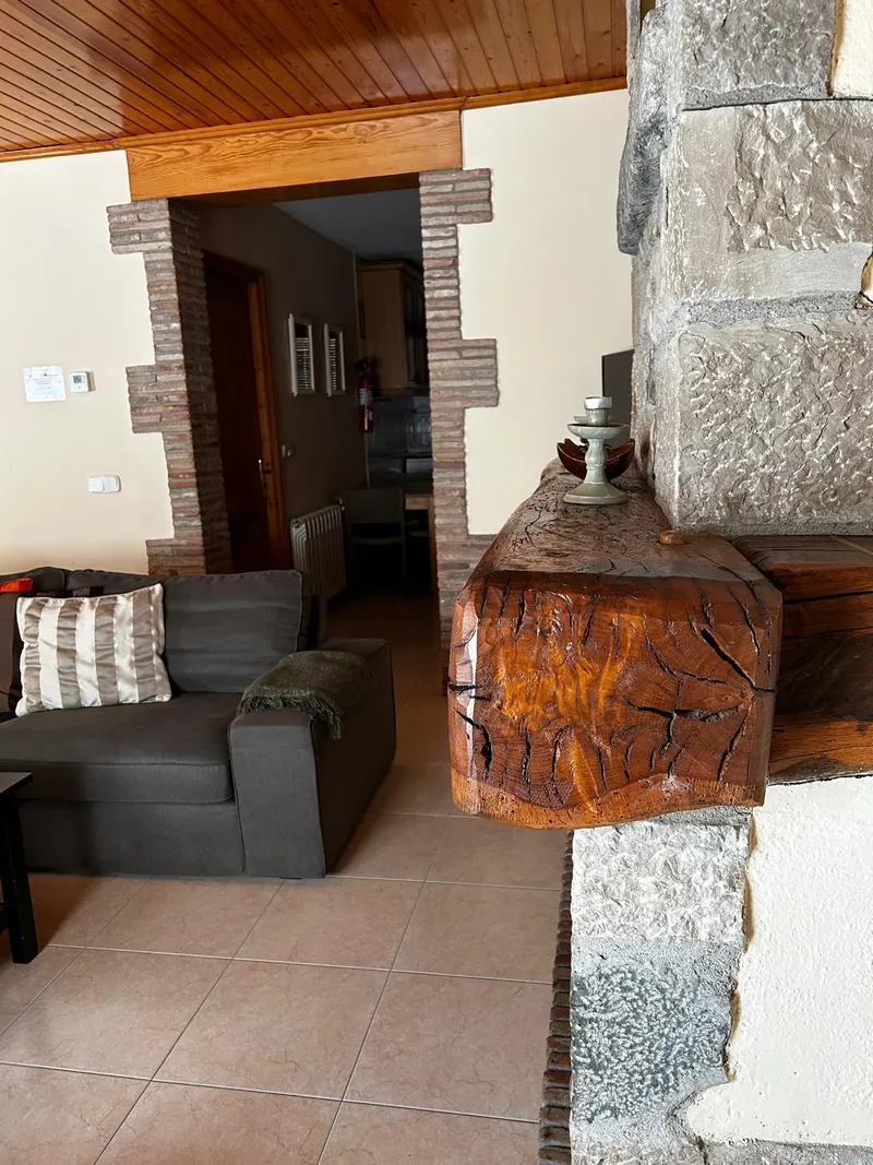 Stone and wood passage into the living room